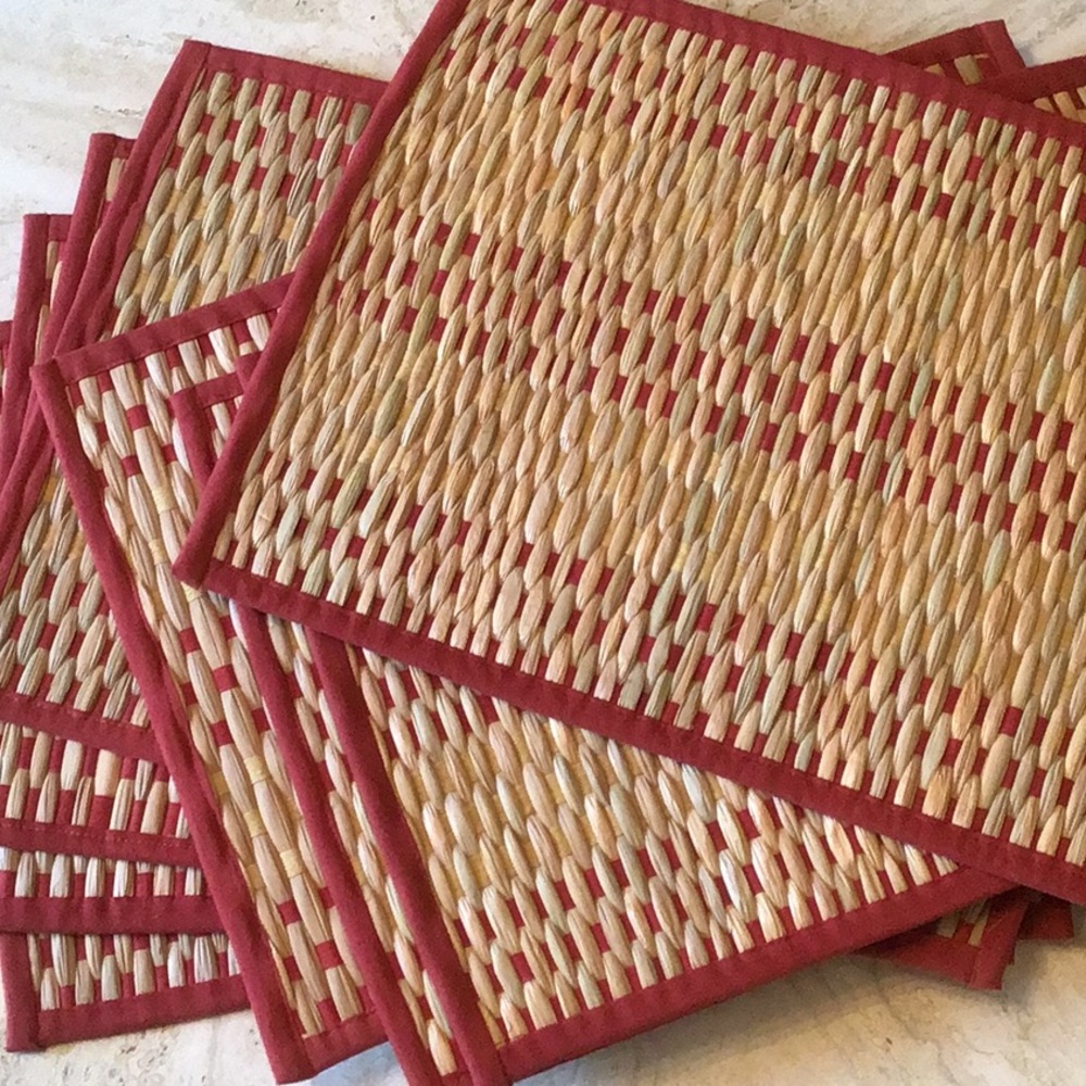8 Cotton and Straw Placemats - Rust and Natural